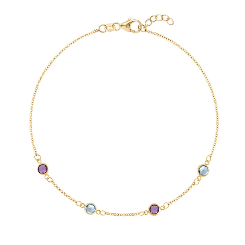 Personalized Classic 4 Birthstone Bracelet in 14k Gold sold by Haverhill