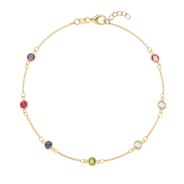 Personalized Classic 7 Birthstone Bracelet in 14k Gold sold by Haverhill