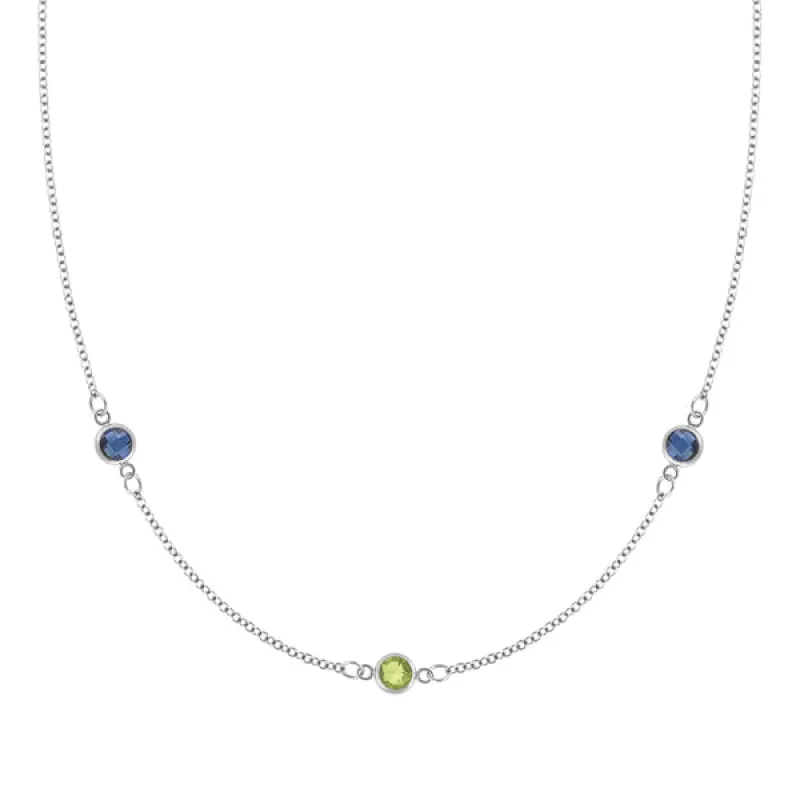 Personalized Classic 3 Birthstone Necklace in 14k Gold sold by Haverhill