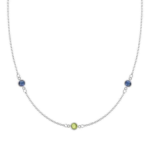 Personalized Classic 3 Birthstone Necklace in 14k Gold sold by Haverhill