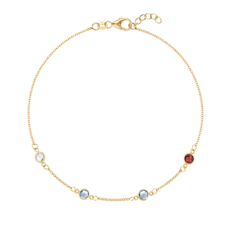 Personalized Classic 4 Birthstone Bracelet in 14k Gold sold by Haverhill