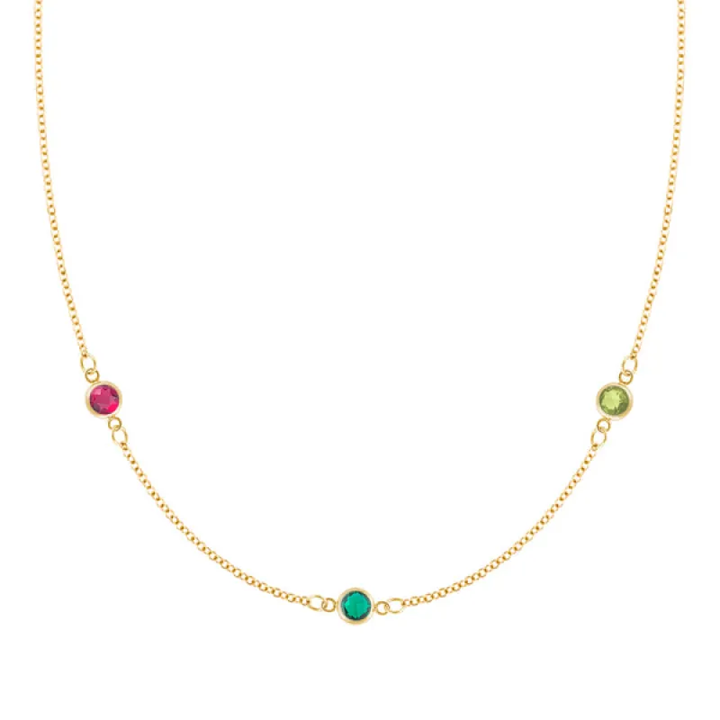 Personalized Classic 3 Birthstone Necklace in 14k Gold sold by Haverhill