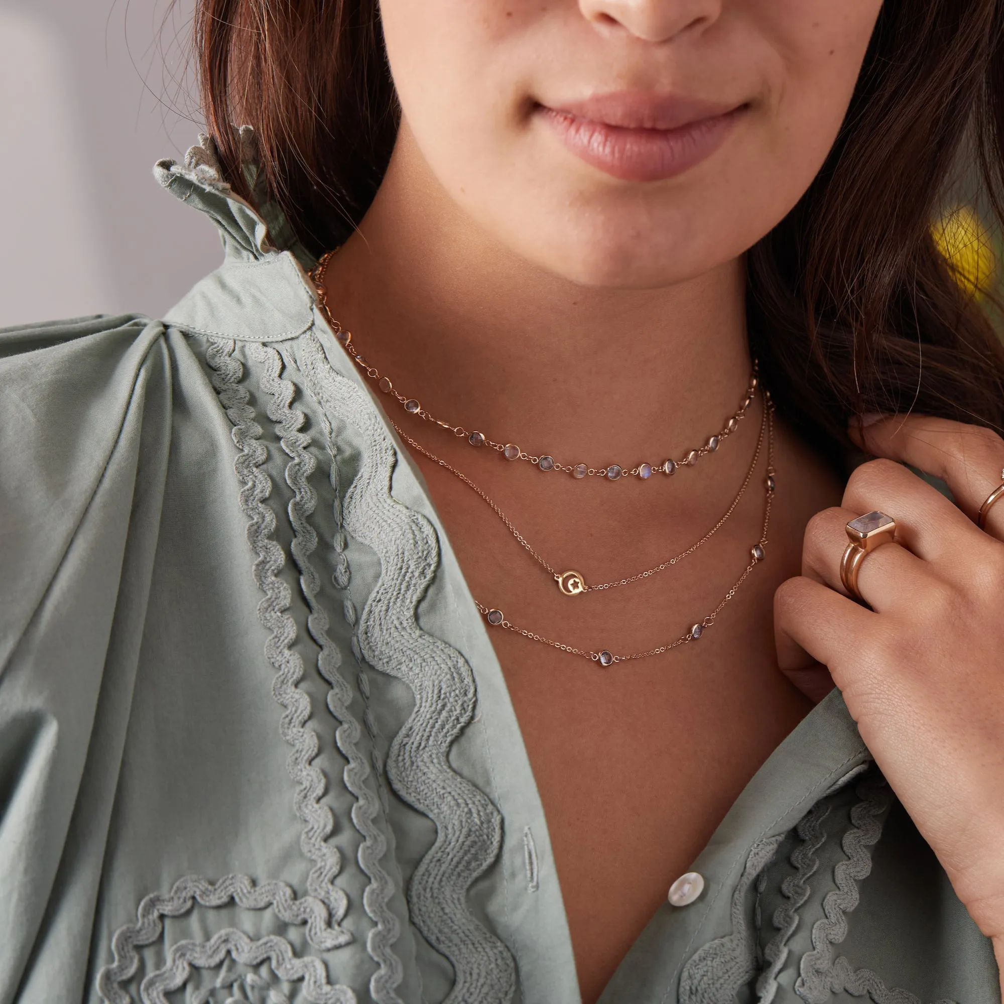 Crescent & Star Disc Necklace in 14k Gold sold by Haverhill product image thumbnail 2