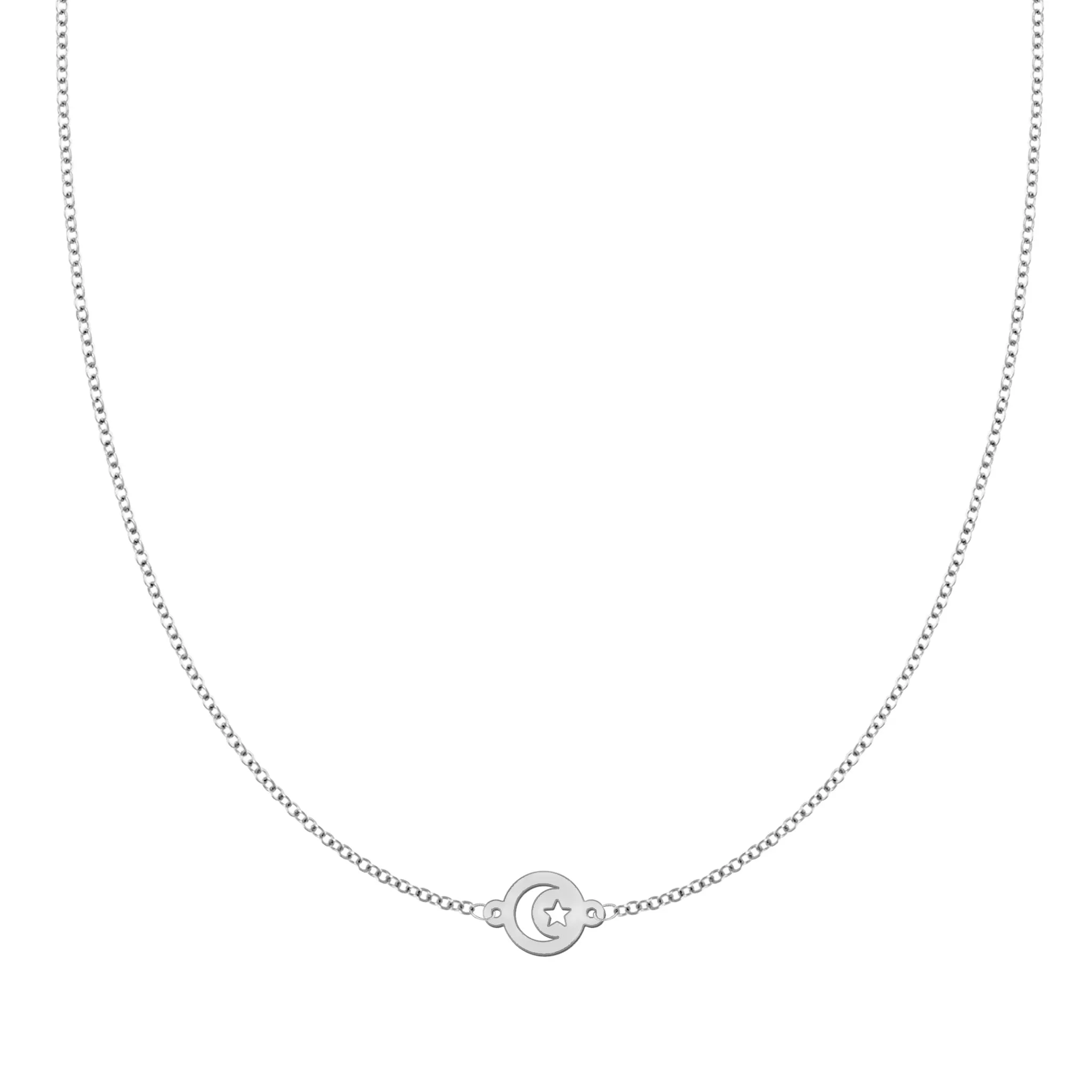 Crescent & Star Disc Necklace in 14k Gold sold by Haverhill product image thumbnail 5