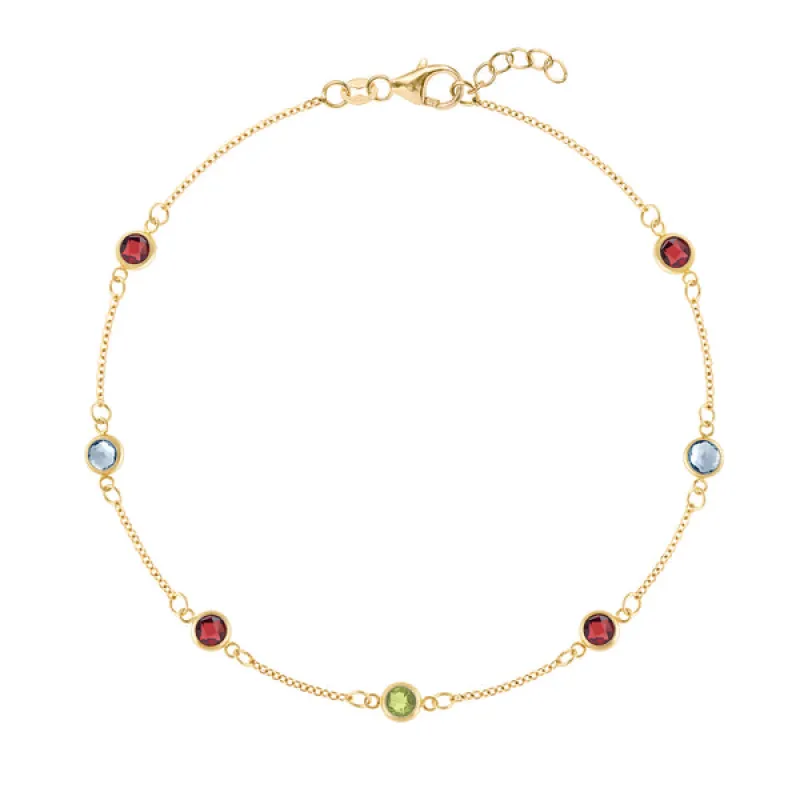 Personalized Classic 7 Birthstone Bracelet in 14k Gold sold by Haverhill