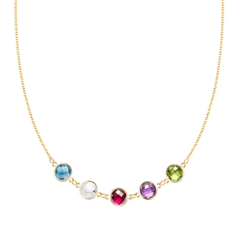 Personalized Grand 5 Connected Birthstone Necklace in 14k Gold sold by Haverhill