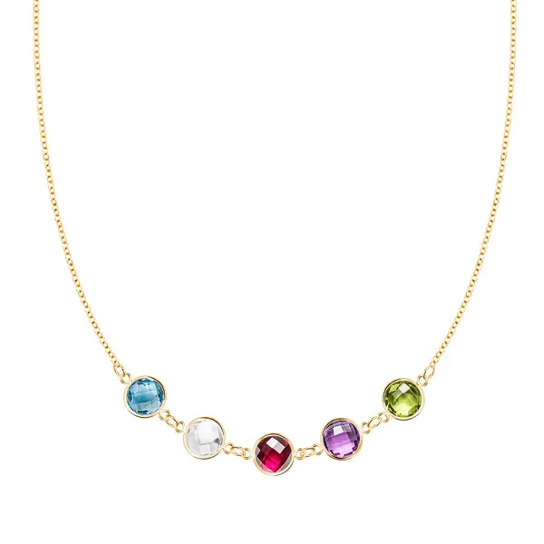 Personalized Grand 5 Connected Birthstone Necklace in 14k Gold sold by Haverhill