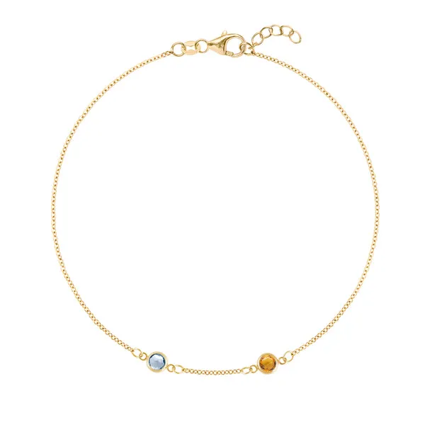 Personalized Classic 2 Birthstone Bracelet in 14k Gold sold by Haverhill