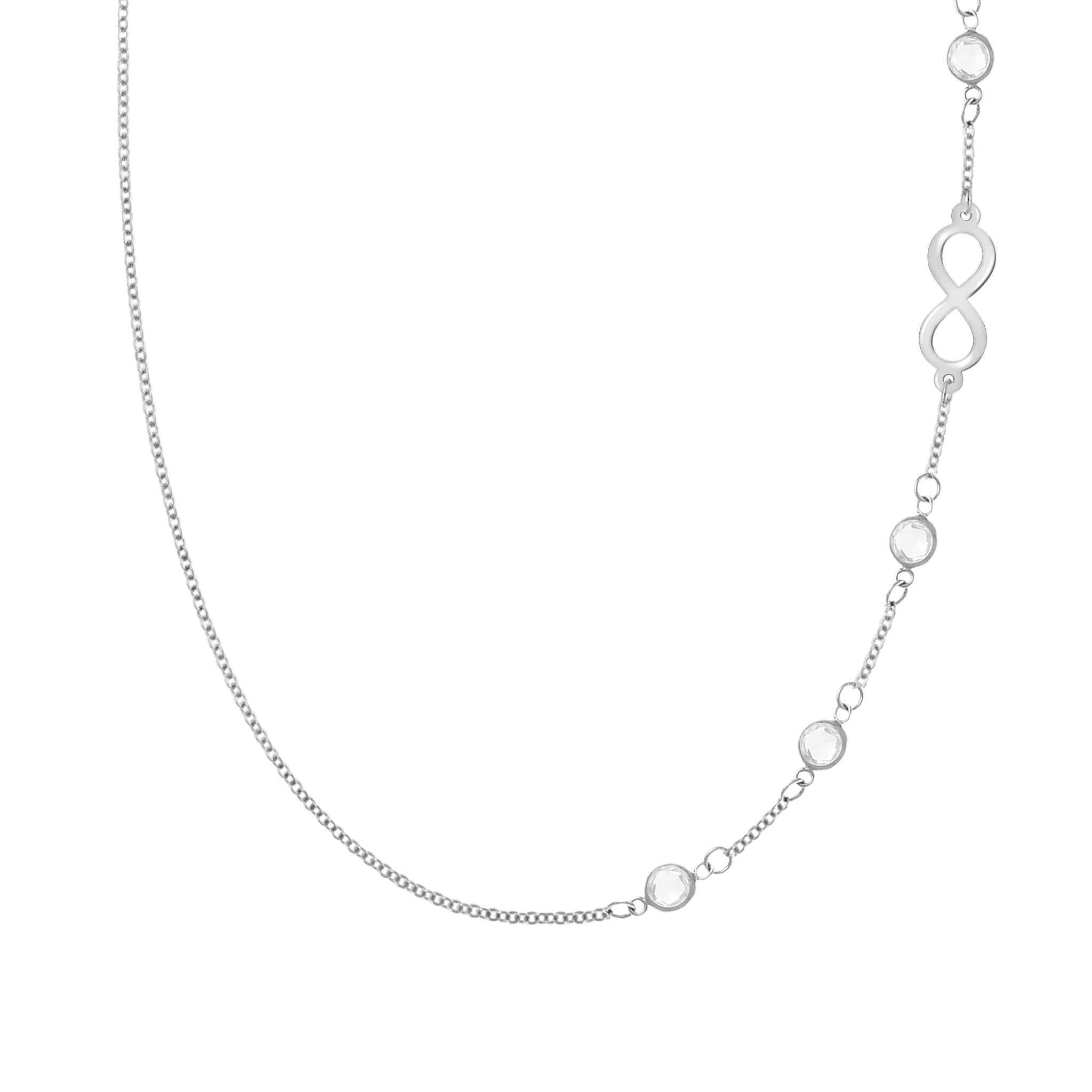 Personalized Classic Infinity & 4 Birthstone Necklace in 14k Gold sold by Haverhill product image thumbnail 5