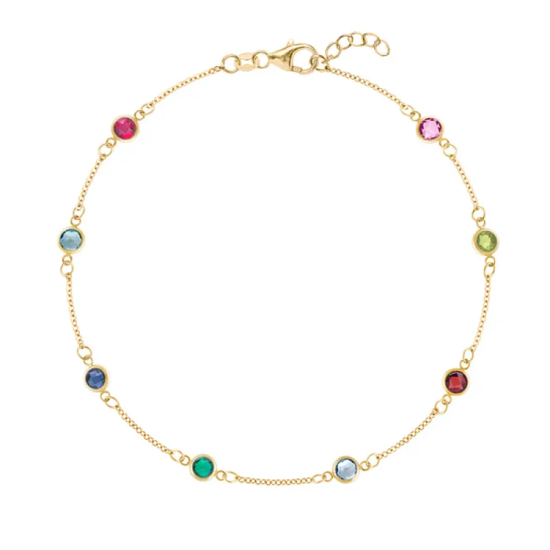 Personalized Classic 8 Birthstone Bracelet in 14k Gold sold by Haverhill