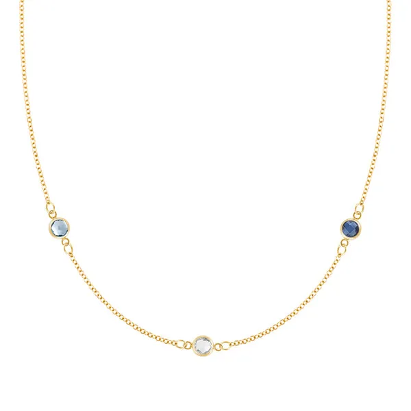 Personalized Classic 3 Birthstone Necklace in 14k Gold sold by Haverhill