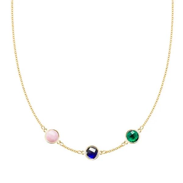 Personalized Grand 3 Birthstone Necklace in 14k Gold sold by Haverhill