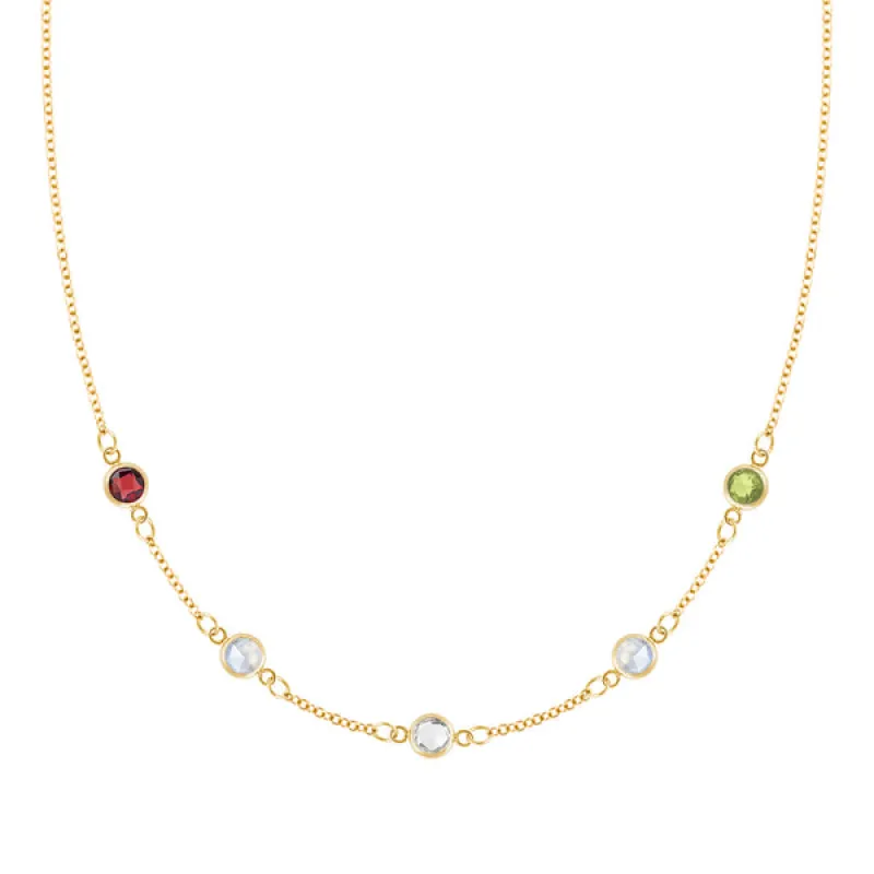 Personalized Classic 5 Birthstone Necklace in 14k Gold sold by Haverhill