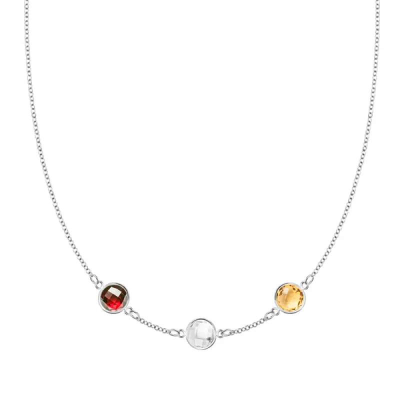Personalized Grand 3 Birthstone Necklace in 14k Gold sold by Haverhill