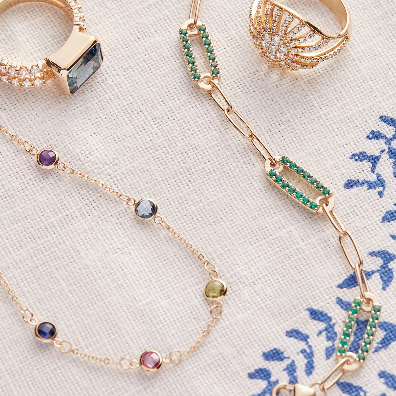 Personalized Classic 5 Birthstone Necklace in 14k Gold sold by Haverhill product image thumbnail 3