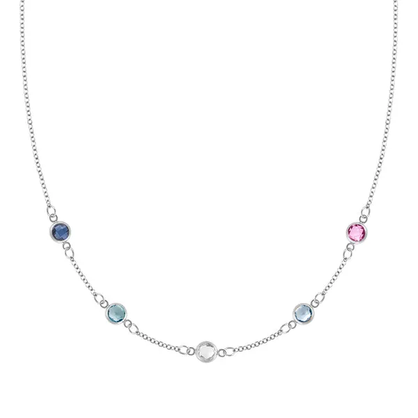 Personalized Classic 5 Birthstone Necklace in 14k Gold sold by Haverhill