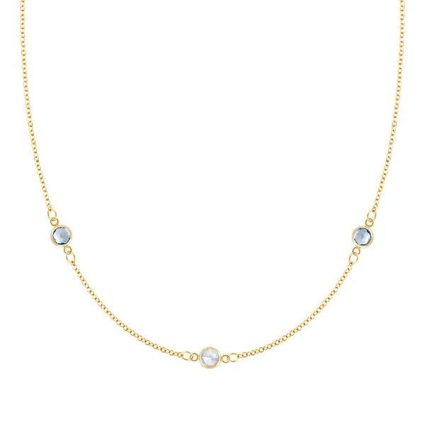 Personalized Classic 3 Birthstone Necklace in 14k Gold sold by Haverhill