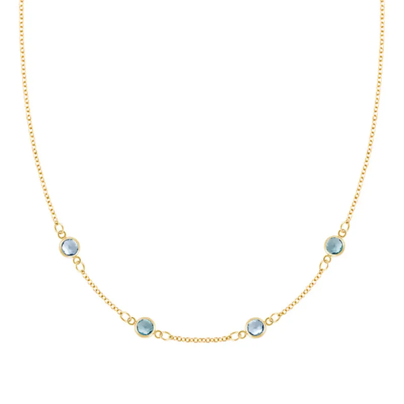 Personalized Classic 4 Birthstone Necklace in 14k Gold sold by Haverhill
