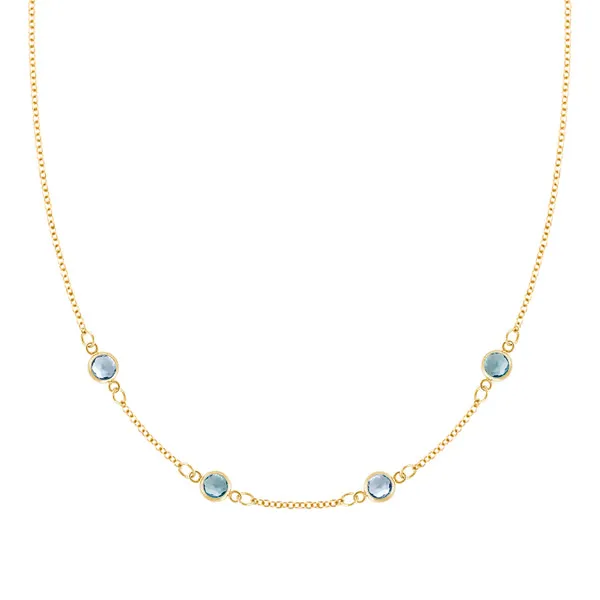 Personalized Classic 4 Birthstone Necklace in 14k Gold sold by Haverhill
