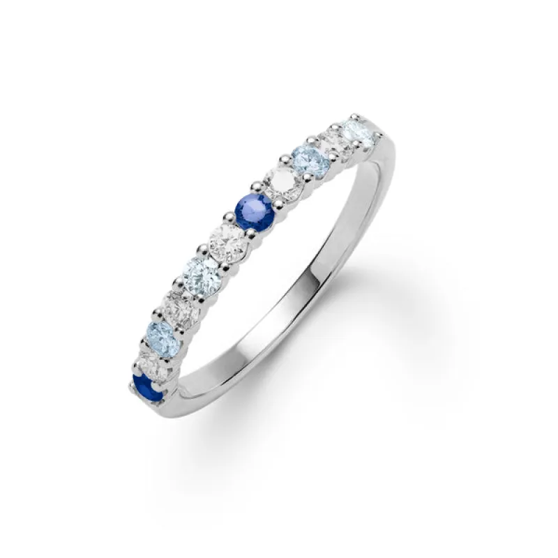 Personalized Rosecliff Birthstone Stackable Ring in 14k Gold sold by Haverhill