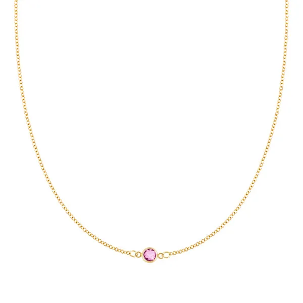 Personalized Classic 1 Birthstone Necklace in 14k Gold sold by Haverhill