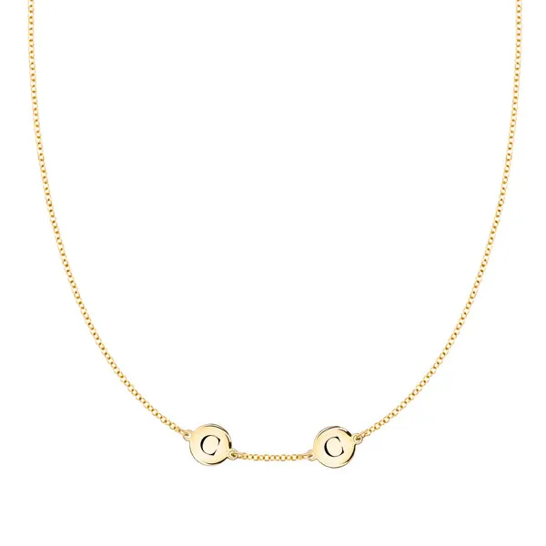 Personalized 2 Letter Necklace in 14k Gold (Single Spacing) sold by Haverhill