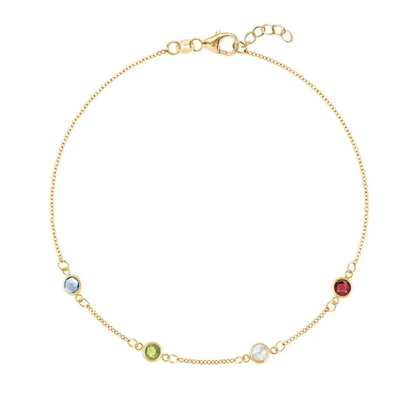 Personalized Classic 4 Birthstone Bracelet in 14k Gold sold by Haverhill