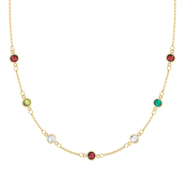 Personalized Classic 7 Birthstone Necklace in 14k Gold sold by Haverhill