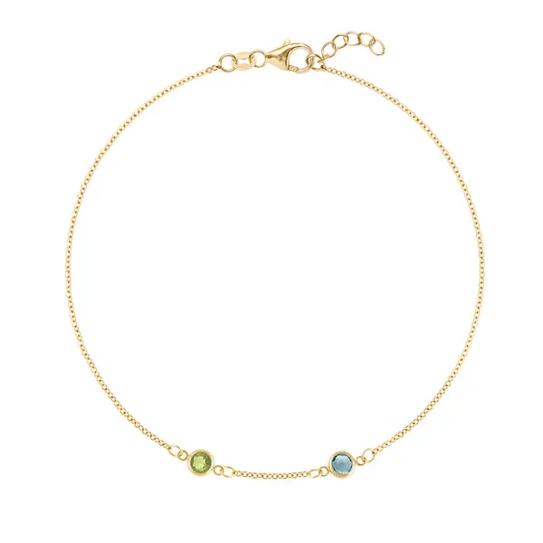 Personalized Classic 2 Birthstone Bracelet in 14k Gold sold by Haverhill