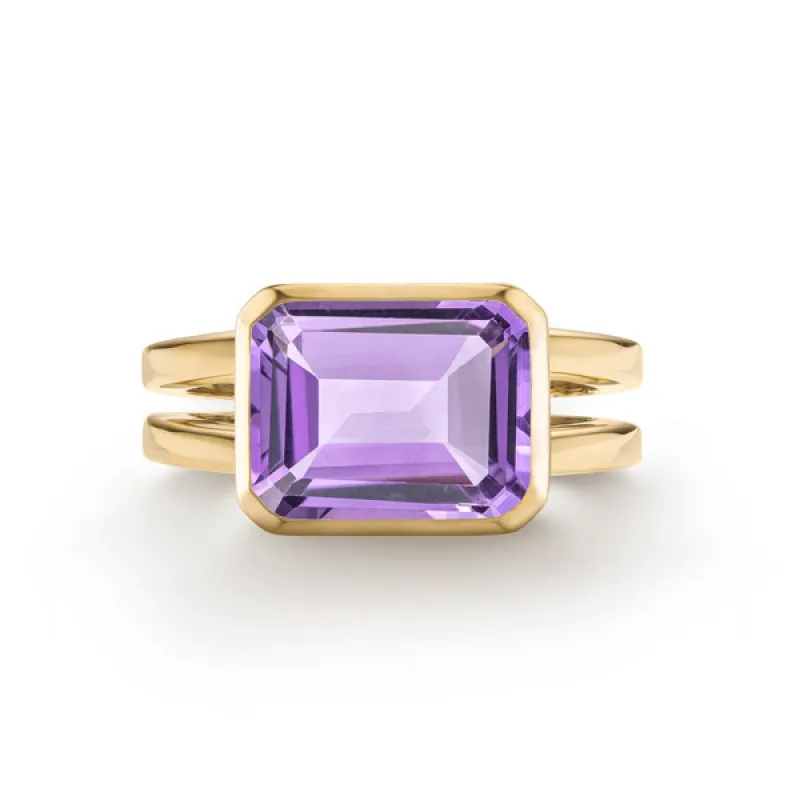Personalized Warren Horizontal Birthstone Ring in 14k Gold sold by Haverhill
