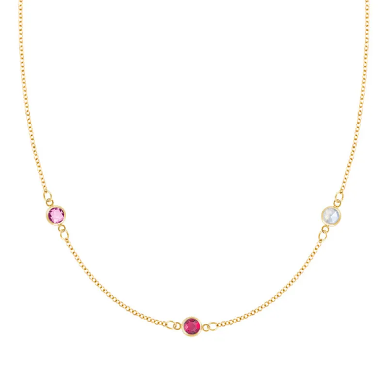 Personalized Classic 3 Birthstone Necklace in 14k Gold sold by Haverhill