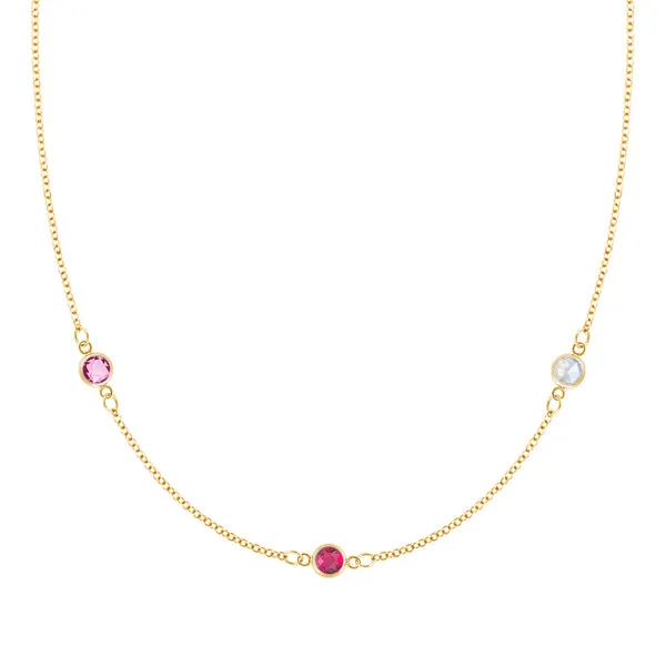 Personalized Classic 3 Birthstone Necklace in 14k Gold sold by Haverhill