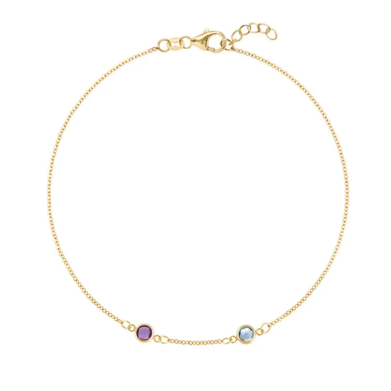 Personalized Classic 2 Birthstone Bracelet in 14k Gold sold by Haverhill