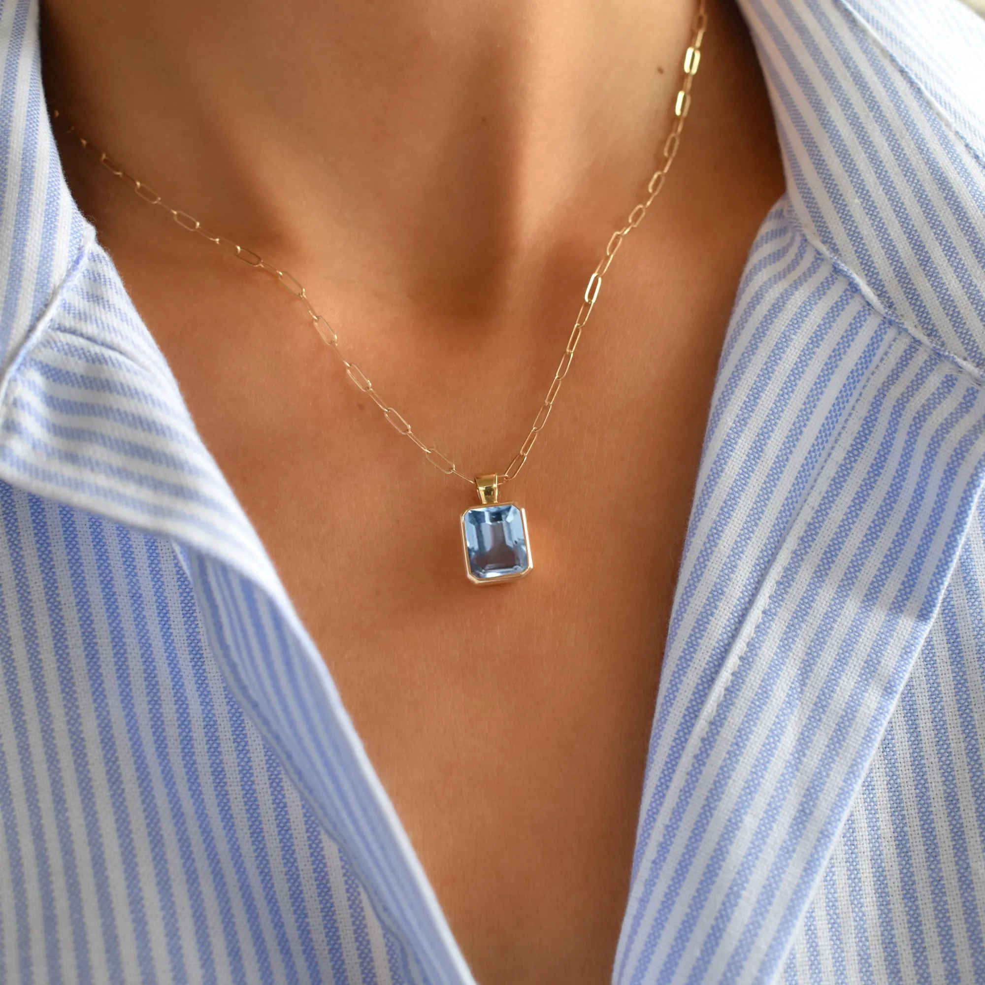 Warren Aquamarine Pendant in 14k Gold (March) sold by Haverhill product image thumbnail 3