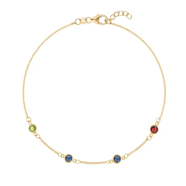 Personalized Classic 4 Birthstone Bracelet in 14k Gold sold by Haverhill