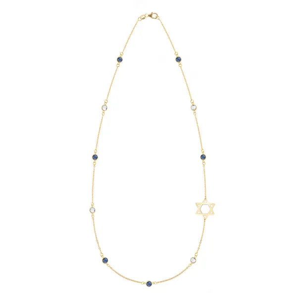 Personalized Bayberry Birthstone Star of David Necklace in 14k Gold sold by Haverhill