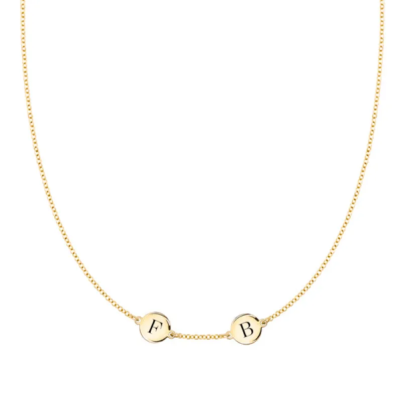 Personalized 2 Letter Necklace in 14k Gold (Single Spacing) sold by Haverhill