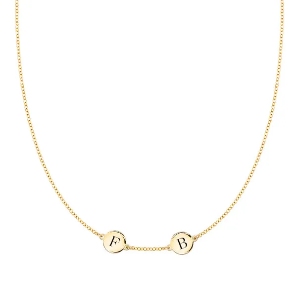 Personalized 2 Letter Necklace in 14k Gold (Single Spacing) sold by Haverhill