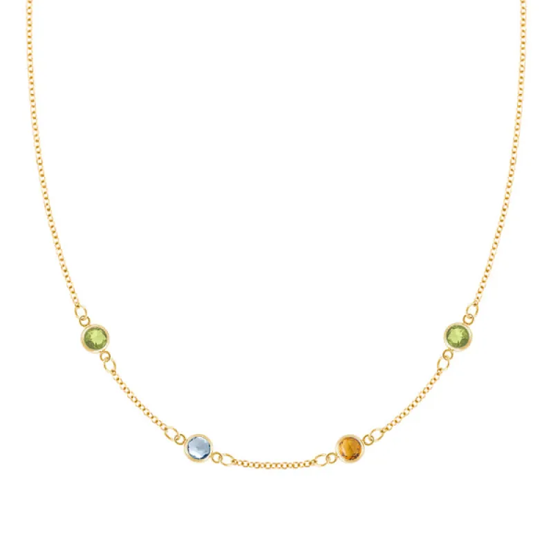 Personalized Classic 4 Birthstone Necklace in 14k Gold sold by Haverhill