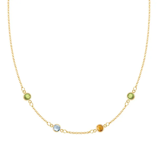 Personalized Classic 4 Birthstone Necklace in 14k Gold sold by Haverhill