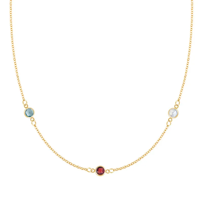Personalized Classic 3 Birthstone Necklace in 14k Gold sold by Haverhill