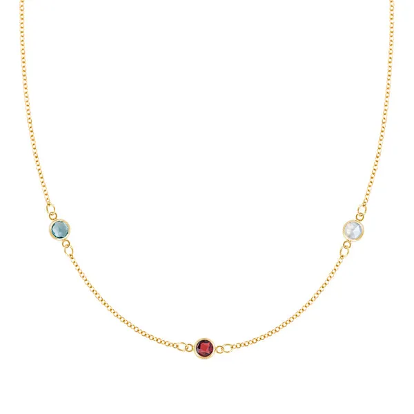 Personalized Classic 3 Birthstone Necklace in 14k Gold sold by Haverhill