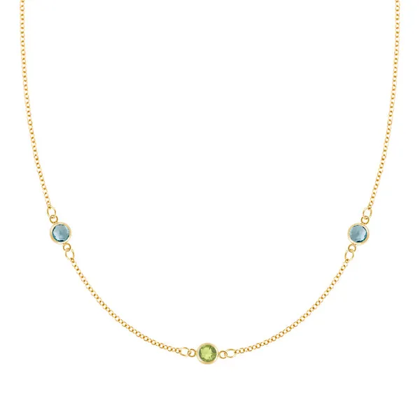 Personalized Classic 3 Birthstone Necklace in 14k Gold sold by Haverhill