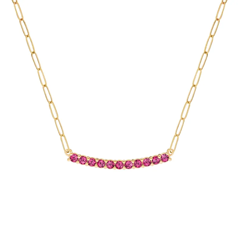 Rosecliff Ruby Bar Adelaide Mini Necklace in 14k Gold (July) sold by Haverhill