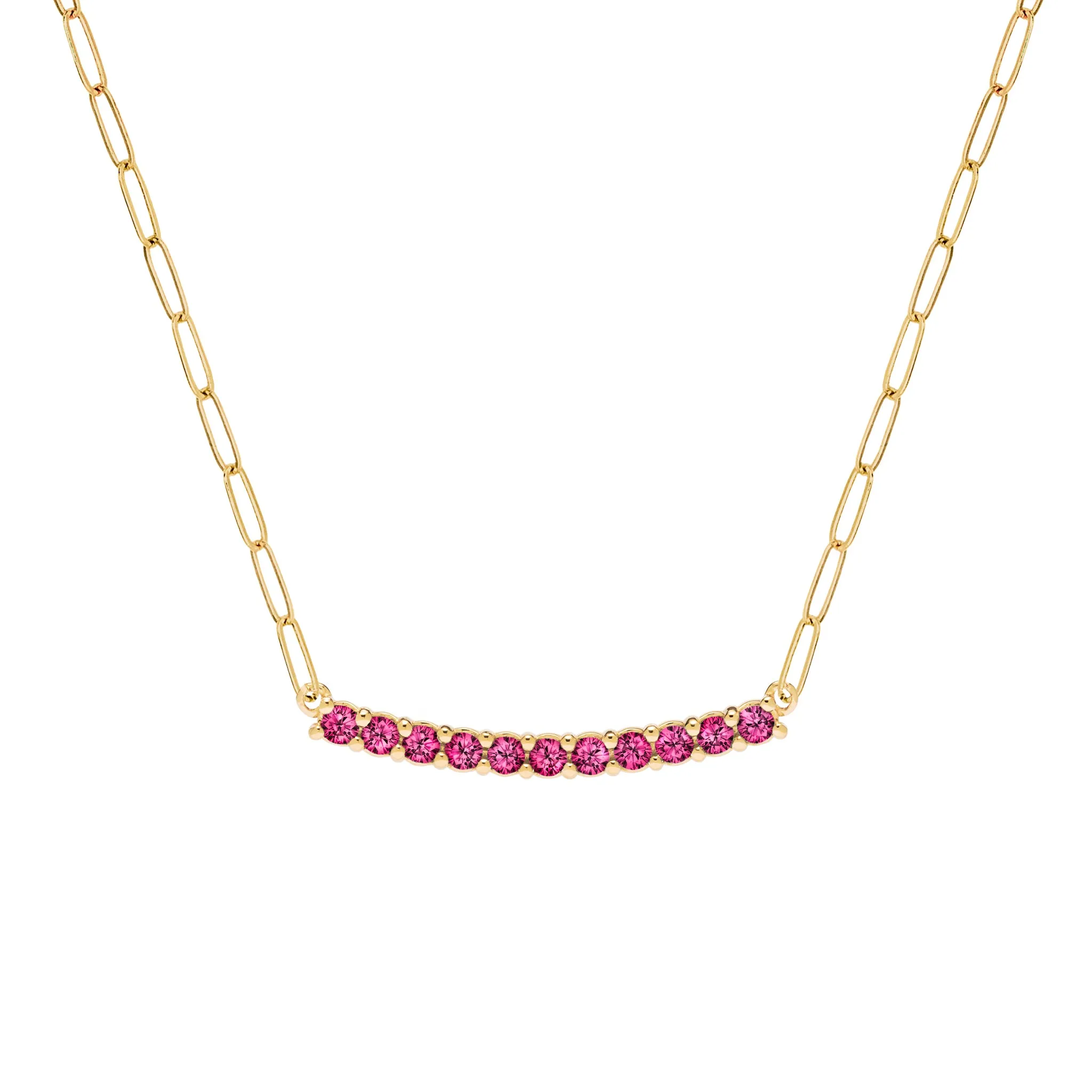 Rosecliff Ruby Bar Adelaide Mini Necklace in 14k Gold (July) sold by Haverhill