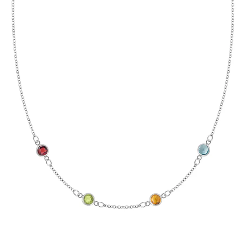 Personalized Classic 4 Birthstone Necklace in 14k Gold sold by Haverhill