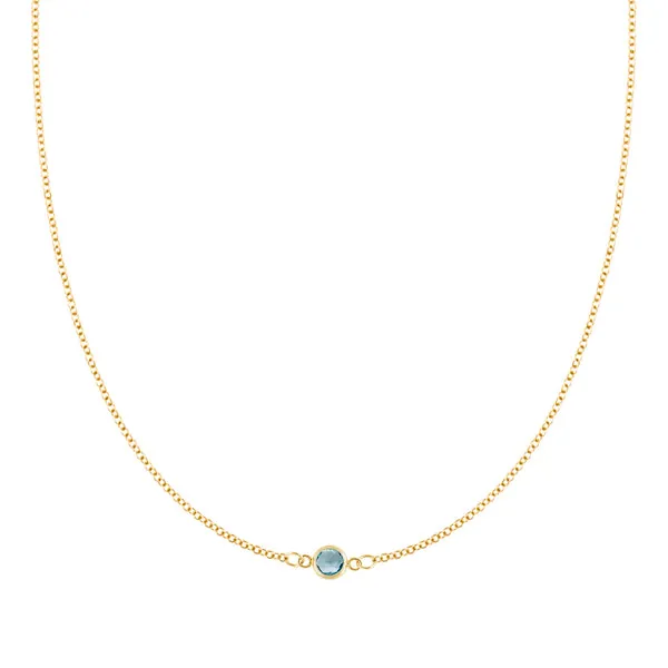 Personalized Classic 1 Birthstone Necklace in 14k Gold sold by Haverhill
