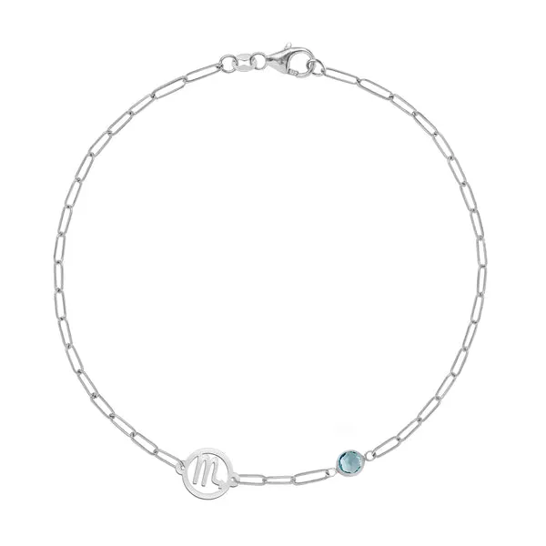 Personalized Zodiac & Birthstone Adelaide Mini Bracelet in 14k Gold sold by Haverhill