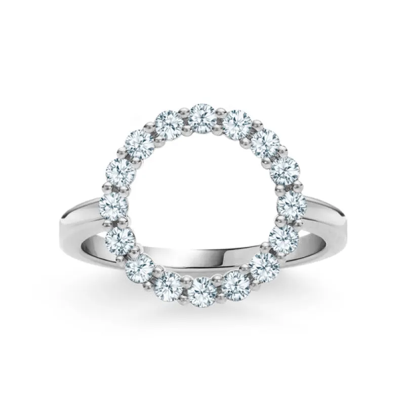 Personalized Rosecliff Circle Birthstone Ring in 14k Gold sold by Haverhill