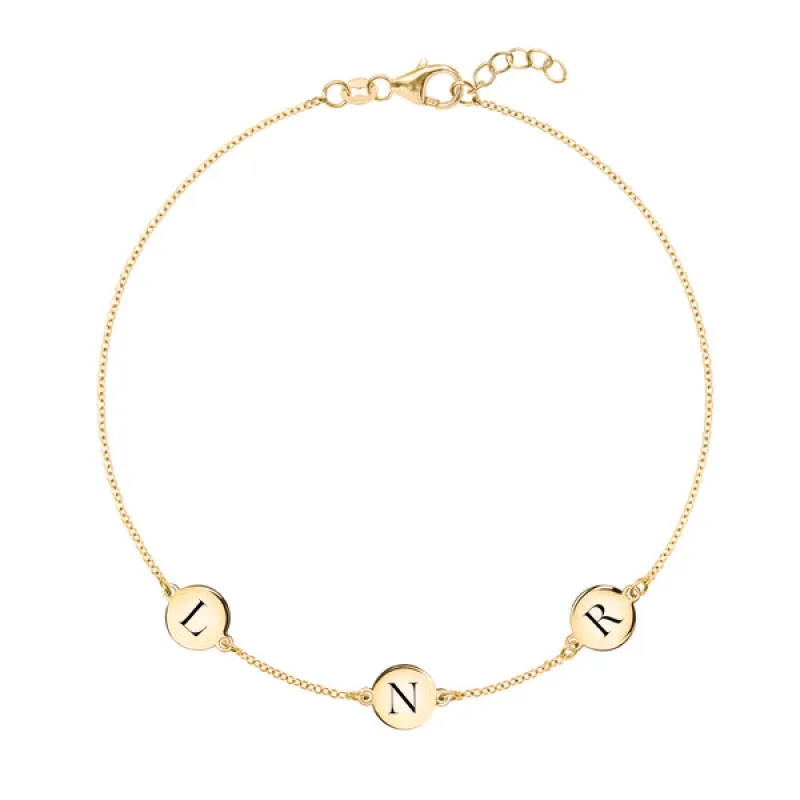 Personalized 3 Letter Bracelet in 14k Gold sold by Haverhill